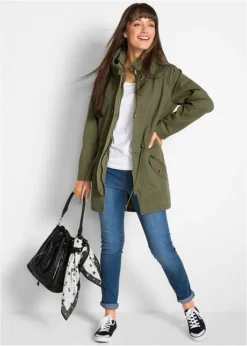 Parka Courte En Coton Avec Col Montant, Cintrée -Mode Femme 17283921 l8drNBj1