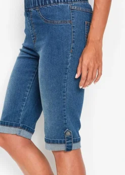 Bermuda En Jean Avec Taille Entièrement élastiquée -Mode Femme 18112048 RfTeTesf