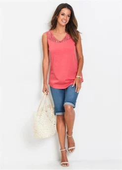 Bermuda En Jean Avec Taille Entièrement élastiquée -Mode Femme 18112052 DsvmJMBW