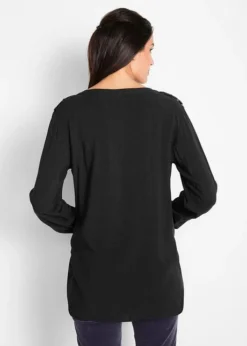 Blouse-tunique En Viscose, Col V Et Manches Longues -Mode Femme 18142222 XZ6IHsj6