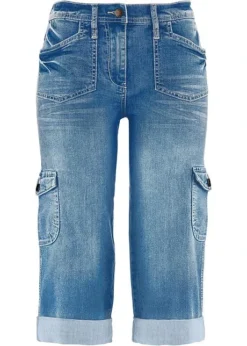 Jean 3/4 Cargo Stretch, Taille Normale