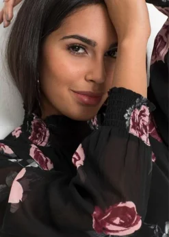 Robe En Chiffon Avec Col Smocké -Mode Femme 19193214 NlbguHe6