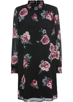 Robe En Chiffon Avec Col Smocké