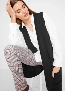 Gilet Long Sans Manches En Maille -Mode Femme 19208787 Ok2I1DY8