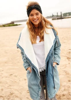 Rainbow Manteau En Jean Avec Maille Peluche -Mode Femme 19237135 NNE9Fp7V