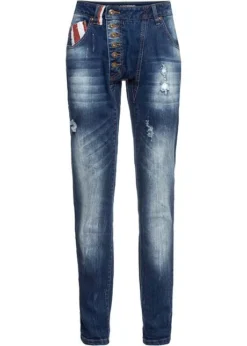 Rainbow Jean Boyfriend Avec Drapeaux Appliqués