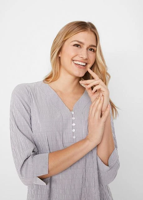 Tunique à Manches 3/4 En Mélange Coton 5 Tunique à Manches 3/4 En Mélange Coton – Image 5