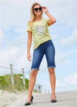 Bermuda En Jean Avec Taille Entièrement élastiquée -Mode Femme 20056135 ShWWxJvm