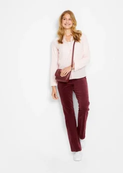 Pantalon Flare En Velours Côtelé Extensible Avec Taille Haute Confortable -Mode Femme 20139626 0JjI2iTZ