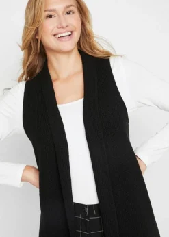 Gilet Long Sans Manches En Maille Côtelée -Mode Femme 20141095 fI9Xffhr