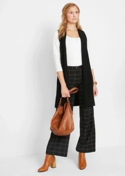 Gilet Long Sans Manches En Maille Côtelée -Mode Femme 20141115 qZl21H7V