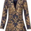 Manteau Court En Jacquard Doré, Taille Courte