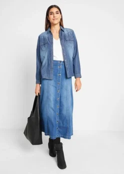 Jupe En Jean Confort-stretch, Longueur Midi -Mode Femme 20266340 chVKKBIP