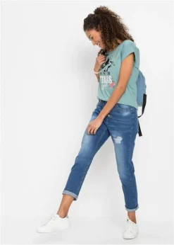 Rainbow Jean Boyfriend Avec Effet Destroy En Coton Bio -Mode Femme 20302682 b9EcJWGW