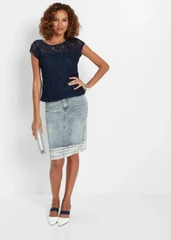 Blouse T-shirt En Dentelle Cordée -Mode Femme 20303892 0C59Z5e8