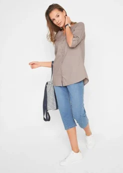 Chemisier En Lin Avec Fentes Latérales, Manches 3/4 -Mode Femme 21026456 mcKtgsuv