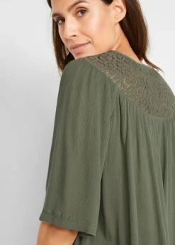 Longue Tunique En Viscose Aspect Froissé, Manches 1/2 14 Longue Tunique En Viscose Aspect Froissé, Manches 1/2 -Mode Femme 21056625 jxRCVTCw