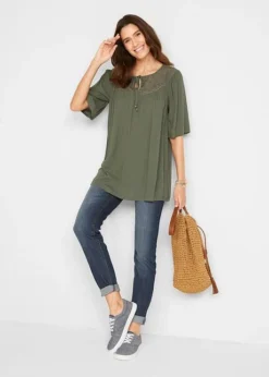 Longue Tunique En Viscose Aspect Froissé, Manches 1/2 12 Longue Tunique En Viscose Aspect Froissé, Manches 1/2 -Mode Femme 21056646 yp80UeCv