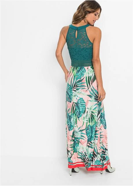 Robe Longue à Imprimé Et Dentelle 3 Robe Longue à Imprimé Et Dentelle – Image 3