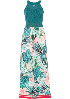 Robe Longue à Imprimé Et Dentelle