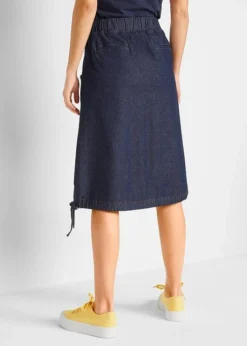 Jupe En Jean Extensible Avec Plis Religieuse, Lien à Nouer Et Taille Confortable -Mode Femme 21084971 CjRCa3Lh