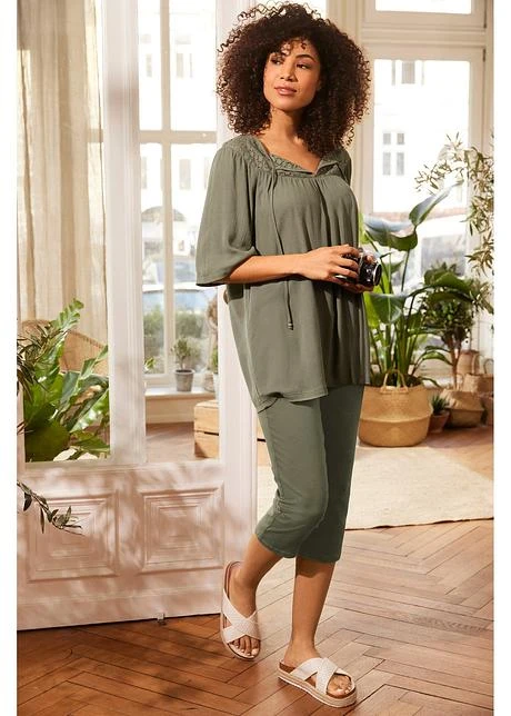 Longue Tunique En Viscose Aspect Froissé, Manches 1/2 7 Longue Tunique En Viscose Aspect Froissé, Manches 1/2 – Image 7