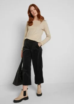 Jupe-culotte En Velours Côtelé Stretch Avec Taille Haute Confortable, Longueur 7/8 -Mode Femme 21164198 ultd7PYE