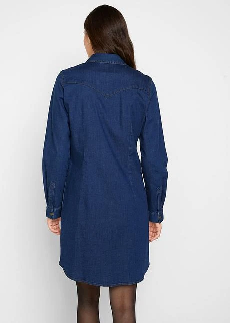 Robe En Jean Avec élasthanne, Manches Longues 3 Robe En Jean Avec élasthanne, Manches Longues – Image 3