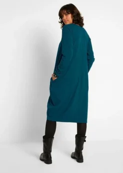 Robe De Forme Ovoïde En Jersey De Coton Avec Poches, Manches Longues Et Longueur Genou -Mode Femme 21171943 JeiCqTqx