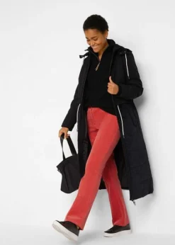 Manteau D'hiver Long Avec Velours Côtelé Et Cordon Coulissant -Mode Femme 21191181 LWmGExd5