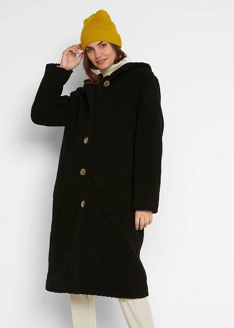 Manteau En Tissu Teddy Avec Capuche Et Poches 2 Manteau En Tissu Teddy Avec Capuche Et Poches – Image 2