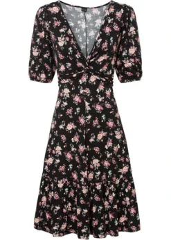 Robe En Jersey à Manches Bouffantes