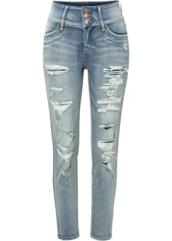 Rainbow Jean Skinny Taille Haute Avec Effets Destroyed