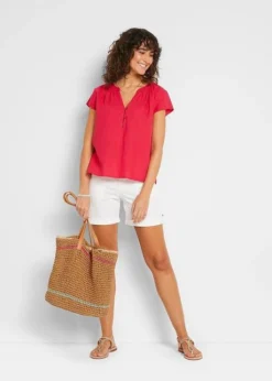 Blouse Mélangée Lin, Mi-manches -Mode Femme 22048197 sOMmURmY