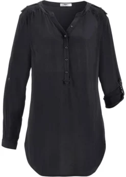 Blouse-tunique En Viscose, Col V Et Manches Longues