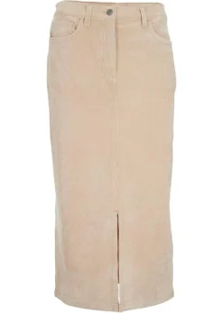 Jupe En Velours Côtelé Extensible Longueur Midi