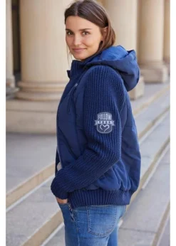 Veste Mi-saison Avec Manches En Maille Et Capuche -Mode Femme 22152247 ii78ILNF