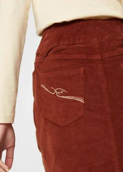 Jupe En Velours Côtelé Stretch à Ceinture Confort -Mode Femme 22154218 Oqw7drK3