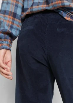 Pantalon Large En Velours Côtelé Avec Taille Haute élastiquée, Longueur Cheville -Mode Femme 22159065 1qXtu9Rh