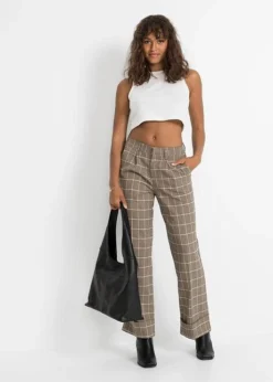 Rainbow Pantalon Tailoring Avec Motif Pied-de-poule Et Jambes Larges -Mode Femme 22161207 TUseVoqS