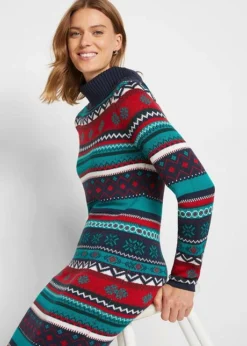 Robe En Maille Jacquard à Col Châle -Mode Femme 22189655 F9PXEUH6