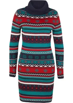 Robe En Maille Jacquard à Col Châle