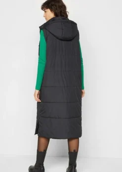 Gilet Long Sans Manches Matelassé Avec Capuche Et Fentes Latérales -Mode Femme 22230277 zHTvZs4B