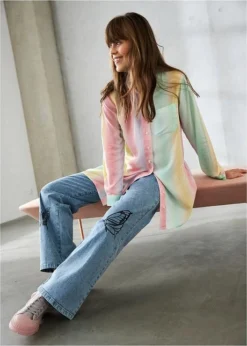 Rainbow Chemisier Long Avec Effet Dégradé En Viscose -Mode Femme 22232175 TOO2vi0s