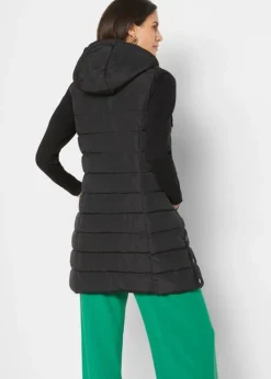 Gilet Long Sans Manches Matelassé Brillant -Mode Femme 22243435 FEsddJtL