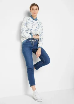 Jean Boyfriend Mid Waist, Ceinture à Nouer -Mode Femme 22266720 6YrPIib9