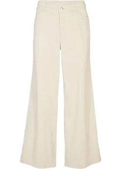 Pantalon Twill Avec Jambes Larges Et Taille Confortable -Mode Femme 22272487 b6LEUUWw
