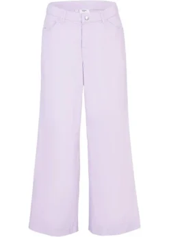Pantalon Twill Avec Jambes Larges Et Taille Confortable -Mode Femme 22274192 v9pW2pTG