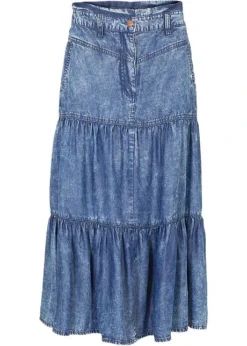 Jupe Midi étagée En Lyocell