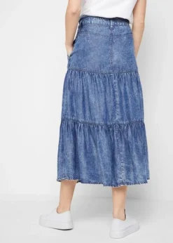 Jupe Midi étagée En Lyocell -Mode Femme 23008526 FpTkhB1d